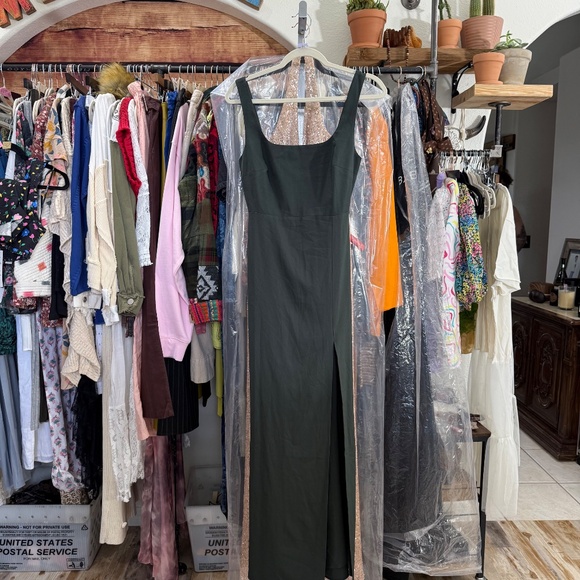 BHLDN NEW ADENA SQUARE-NECK STRETCH CREPE DRESS DARK EMERALD Sz:2 Ret$298 - Picture 9 of 9